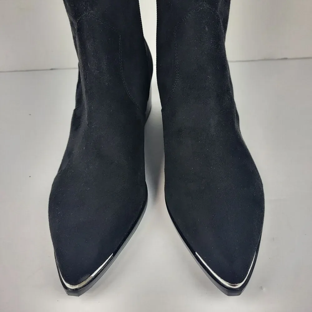 Marc Fisher Yaki Over The Knee Boots Black Vegan Suede Stretch Size 7M